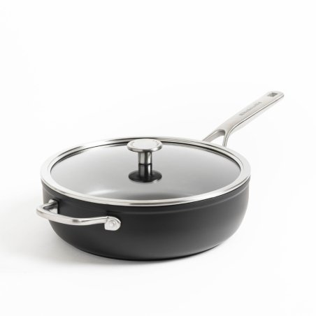 KitchenAid - Forged Hardened Aluminium Skillet with Lid Helper Handle - Black - 28 cm