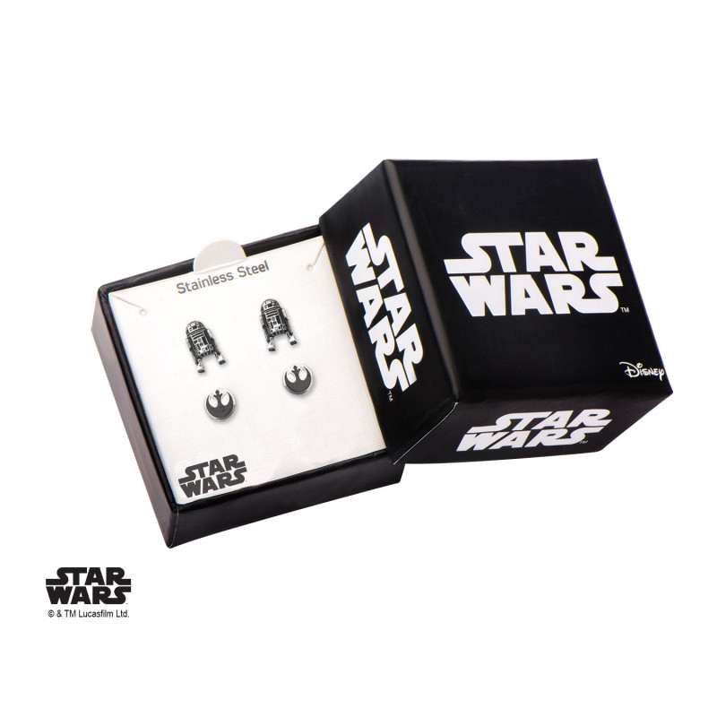 STAR WARS - 3D R2D2 and Rebel Alliance Symbol Stud Earring Set