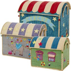 Rice - Large Set of 3 Toy Baskets Circus Theme