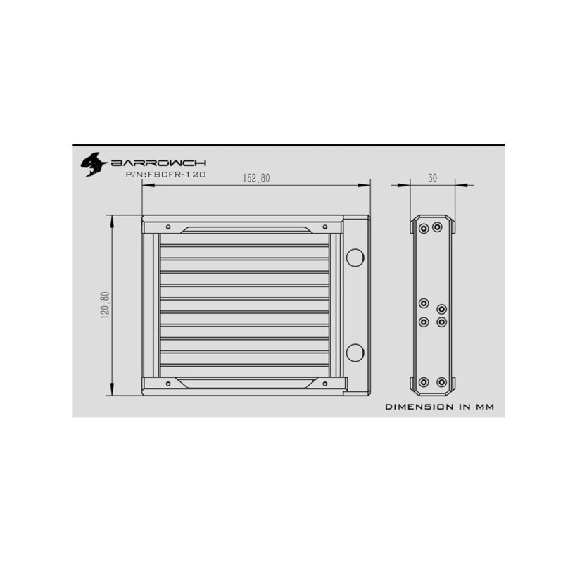 BarrowCH Chameleon Fish series removable 120mm Radiator Acrylic edition - Classic Black