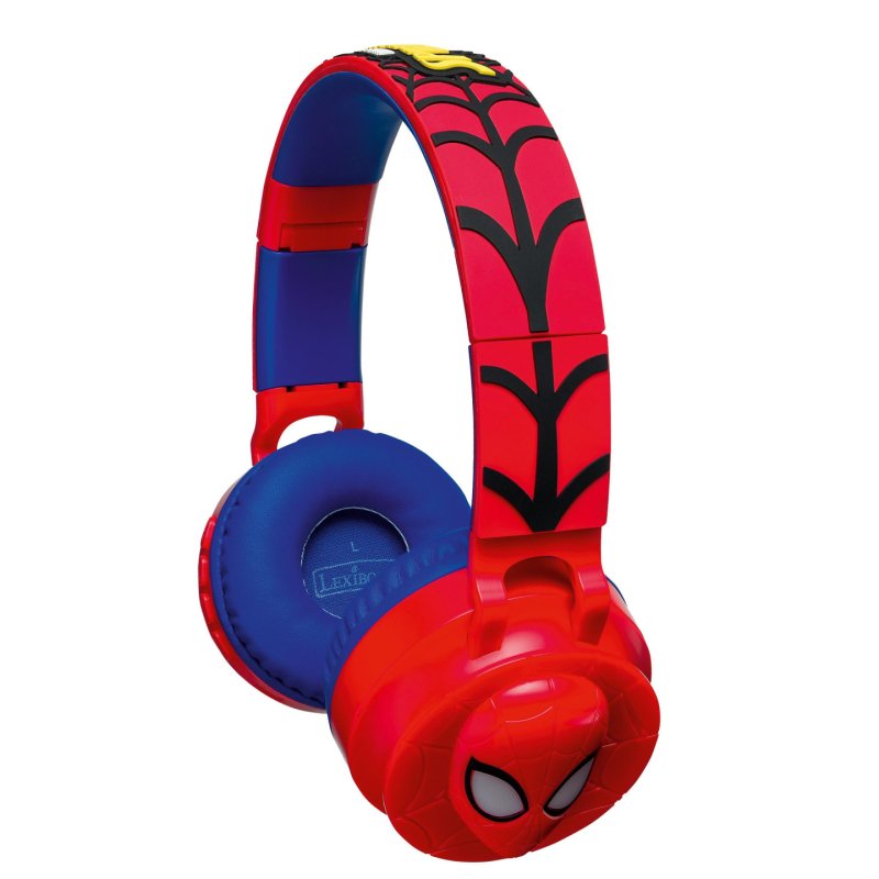 Lexibook - 3D Spider-Man On-Ear Bluetooth® and Wired foldable Headphones (HPBT015SP)