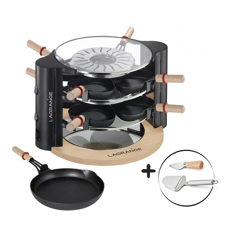 LAGRANGE Evolution raclette grill 8 person(s) 900 W Black, Chrome, Transparent, Wood