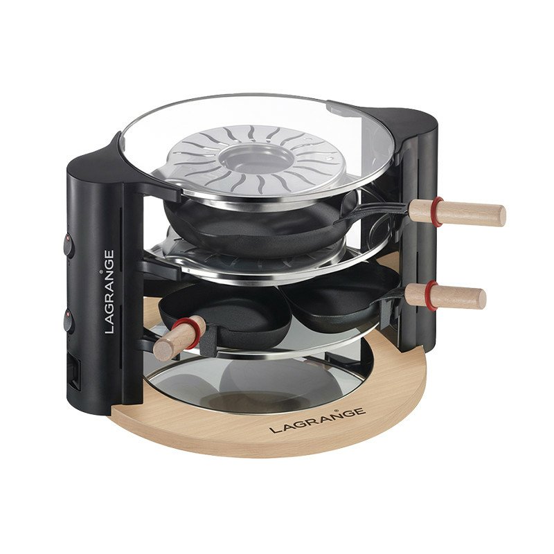LAGRANGE Evolution raclette grill 8 person(s) 900 W Black, Chrome, Transparent, Wood