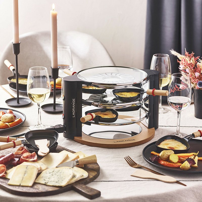 LAGRANGE Evolution raclette grill 8 person(s) 900 W Black, Chrome, Transparent, Wood