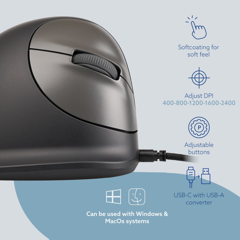 R-Go Tools RGOHBRSWDBL souris 2400 DPI