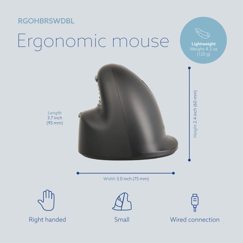 R-GO TOOLS Mouse HE Break, right-handed, wired, S black
