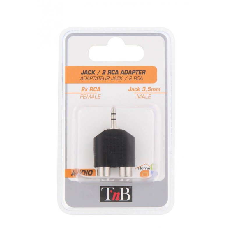 Adaptateur T'nB Jack 3.5mm mâle vers 2x RCA femelle (Noir)