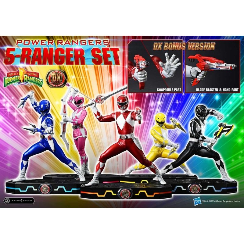 Mighty Morphin Power Rangers Premium Masterline Set of 5 Statues 1/4 Deluxe Bonus Version 62 cm