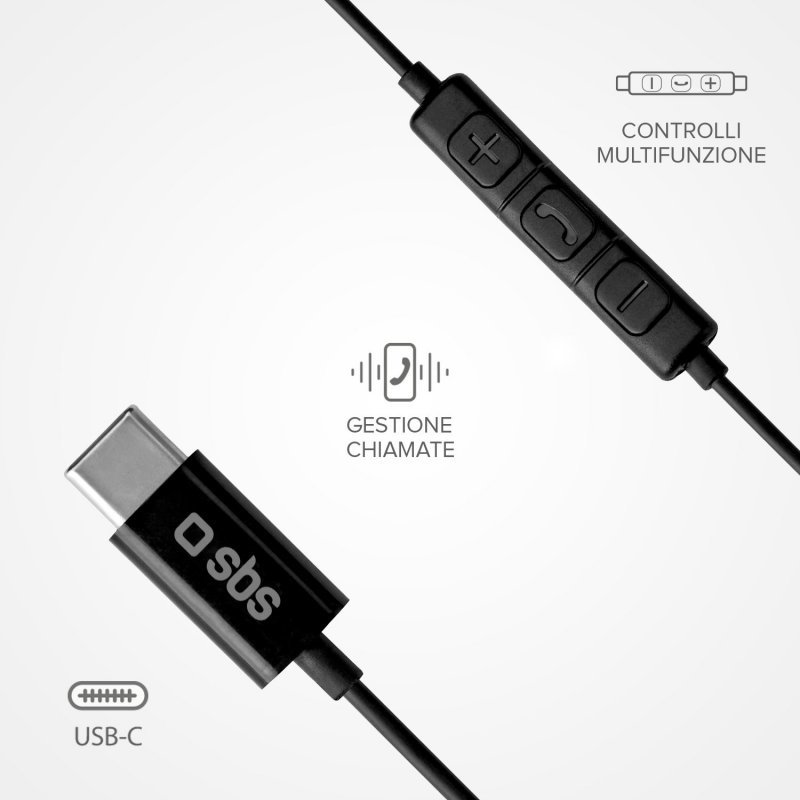 SBS TEEARTYCK headphones/headset Wired In-ear Calls/Music USB Type-C Black