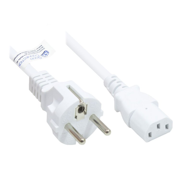 Good Connections Schutzkontakt-Stecker an C13 weiß 1m