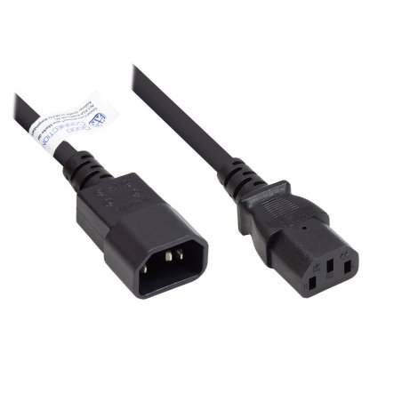 Alcasa P1430-S010 câble électrique Noir 1 m Coupleur C14 Coupleur C13
