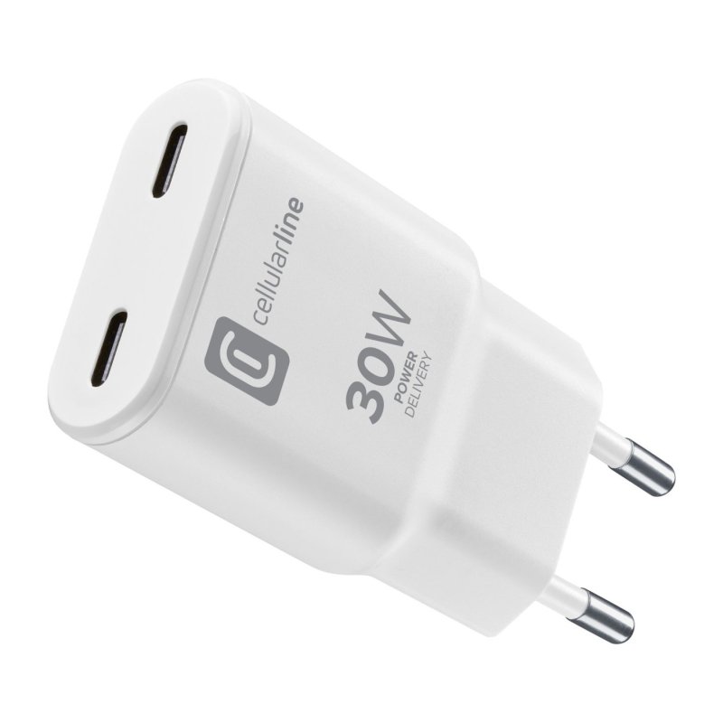 Cellularline Chargeur 2xUSB-C avec technologie GaN - GAN SLIM 30W