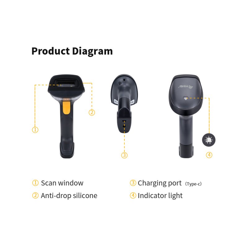 Equip 2D-Barcodescanner Laser Wireless/2.4GHz Halter schwarz