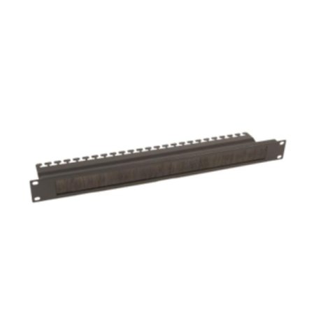 1U cable ducting with brushes, black with 100 mm deep tray