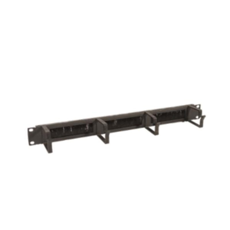 1U cable gland with brushes black 4 rings