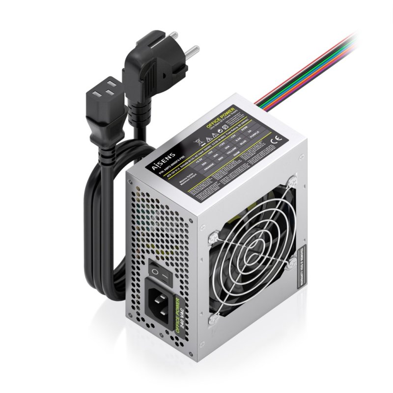 FUENTE ALIMENTACION AISENS SFX 500W CABLE ALIMENTACION OEM PLATA
