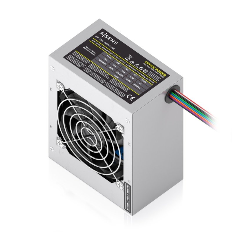 FUENTE ALIMENTACION AISENS SFX 500W CABLE ALIMENTACION OEM PLATA