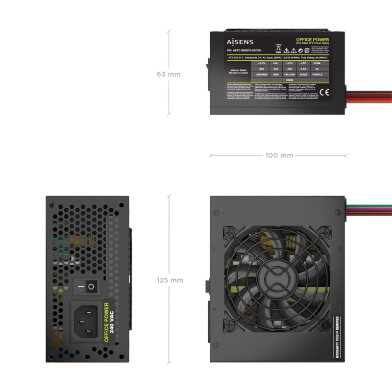 AISENS ASPC-500SFX-SEOBK power supply unit 500 W 20 4 pin ATX SFX Black