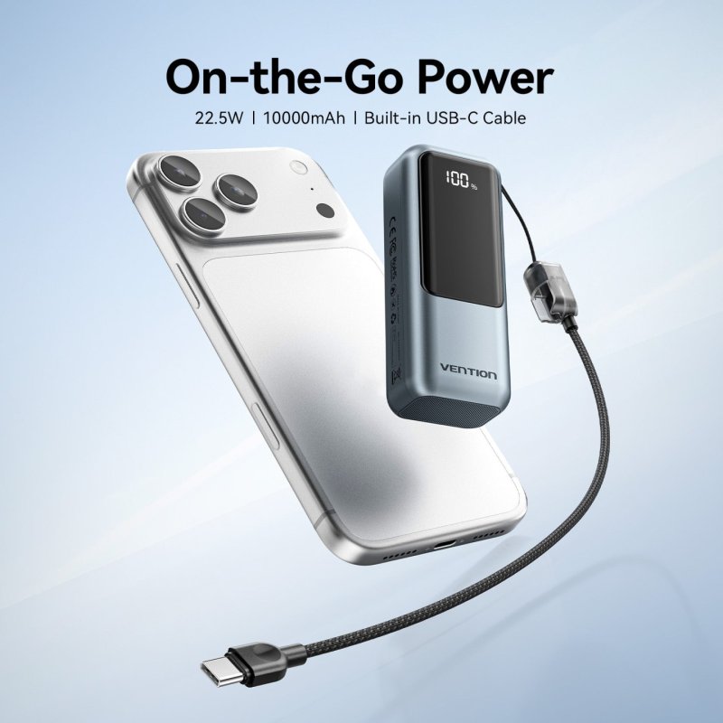 Batterie externe Vention FKOH0 10000mAh 1x USB-C (Gris)