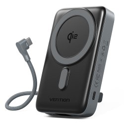 Batterie externe magnétique Vention FKHH0 2x USB-C 10000mAh (Gris)