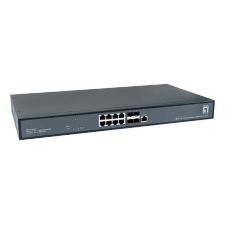 LevelOne 12-Port L3 Managed 10-Gigabit Switch, 8 x 1G/2.5G/5G/10G RJ45, 4 x 1G/2.5G/10G SFP Uplinks, 240Gbps