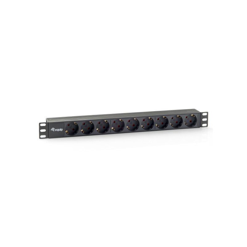 Equip 19" Steckdosenleiste 9xSchuko-St.90° sw. Pla.