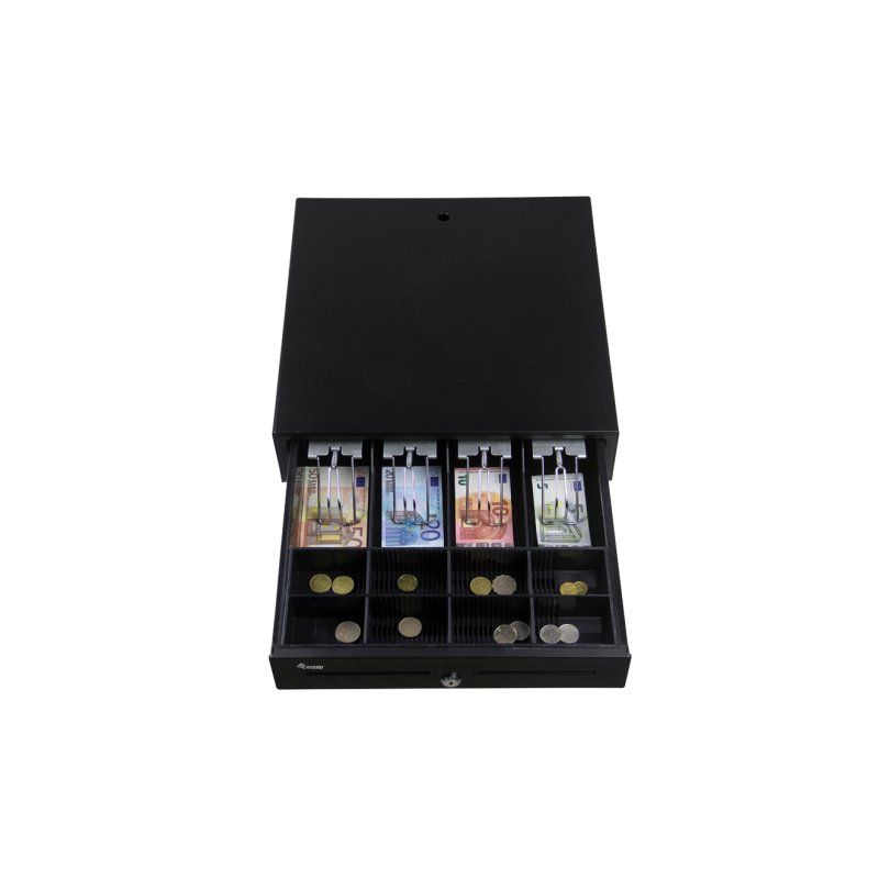 Equip Cash Register Drawer for Point of Sale (POS) System, 4 Bill/8 Coin Compartments, Removable Coin Slots, RJ11