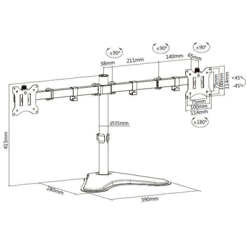 Equip 17"-32" Economy Dual Monitor Tabletop Stand