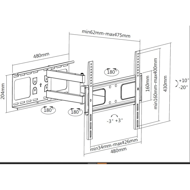 Equip 32"-55” Articulating TV Wall Mount Bracket