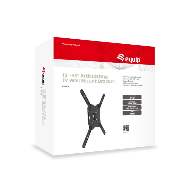 Equip Wandhalterung 23"-55"/1TFT gelenkig 1Gelenk 30Kg sw retail