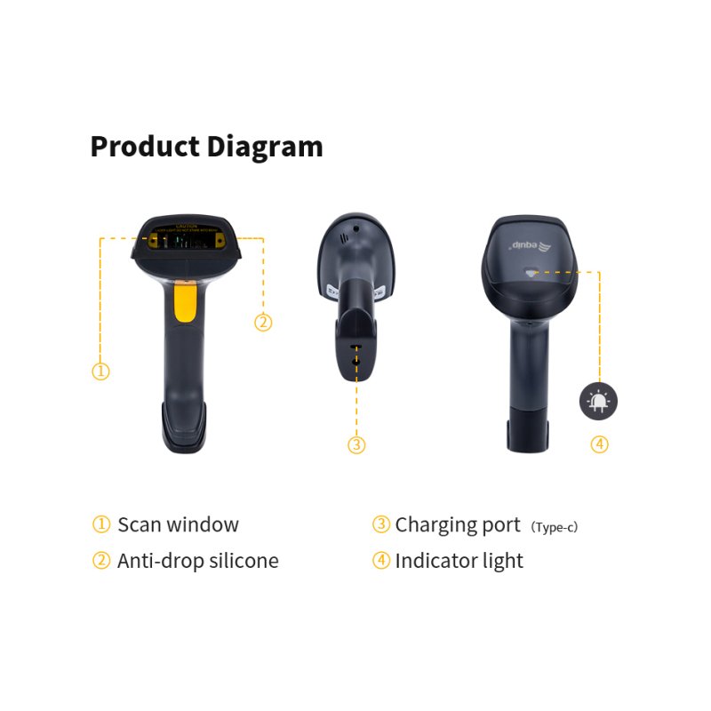 Equip Wireless 1D Laser Barcode Scanner, with Stand