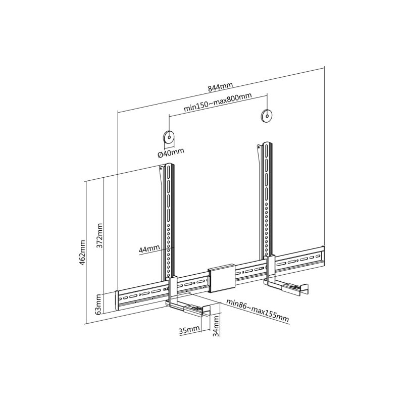 Equip Uni. Soundbar-Wandhalt. 800x400mm 15Kg schwarz lite Retail