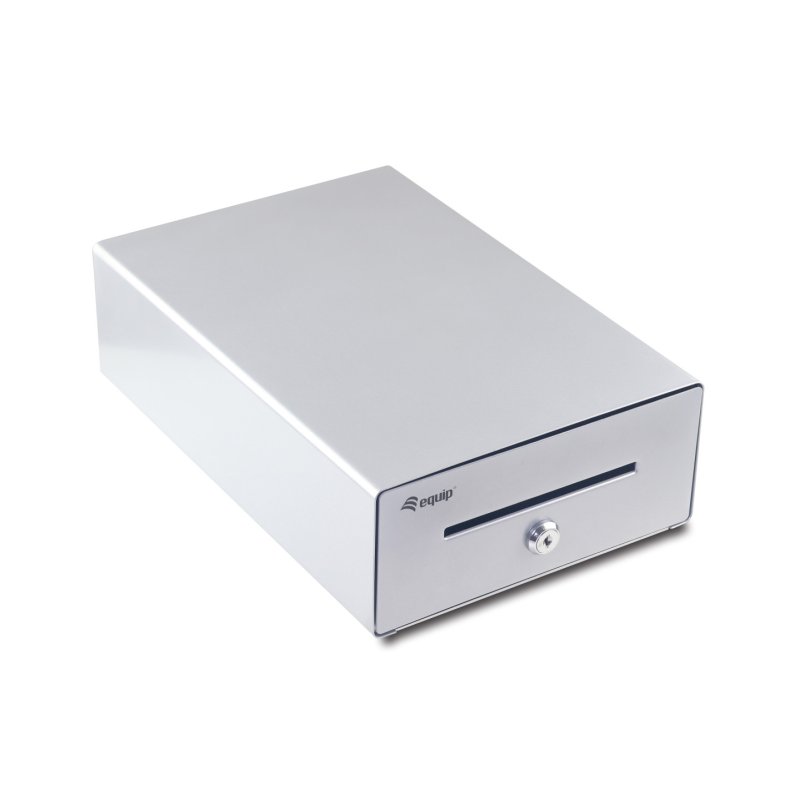 Equip Cash Register Drawer for Point of Sale (POS) System, 4 Bill/4 Coin Compartments, Removable Coin Slots, RJ11