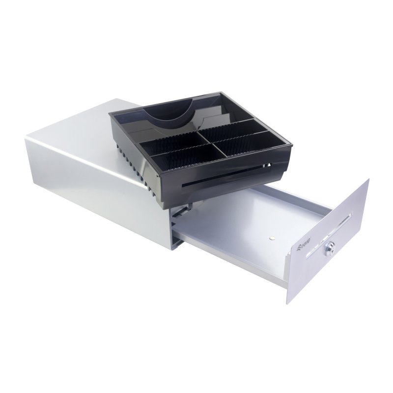Kassenschublade 4Schein-/4Münzfächer RJ11 POS Silber