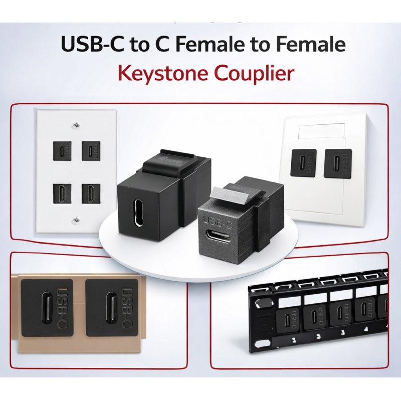 Equip USB 3.2 Gen2 USB-C Keystone Coupler, Black