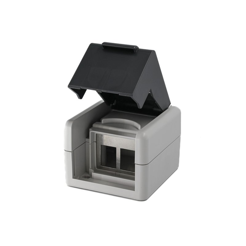 Aufputzdose 2-Port Keystone ungeschirmt outdoor grau