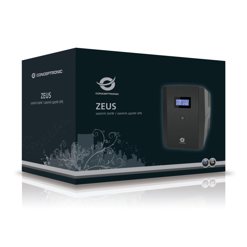 Conceptronic ZEUS 1200VA 720W UPS, IEC schuko socket