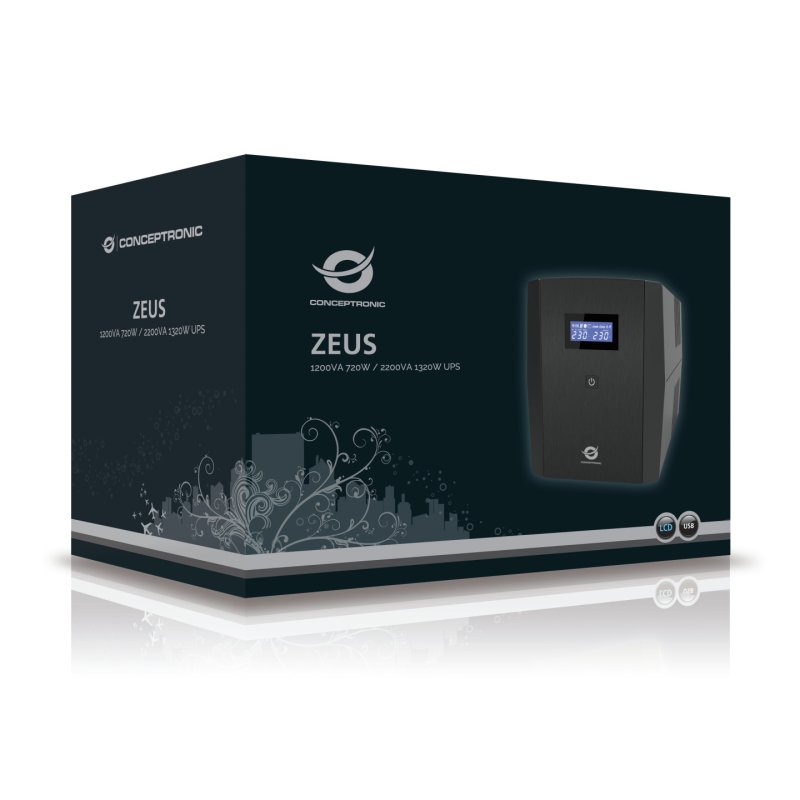 Conceptronic ZEUS 2200VA 1320W UPS, IEC schuko socket