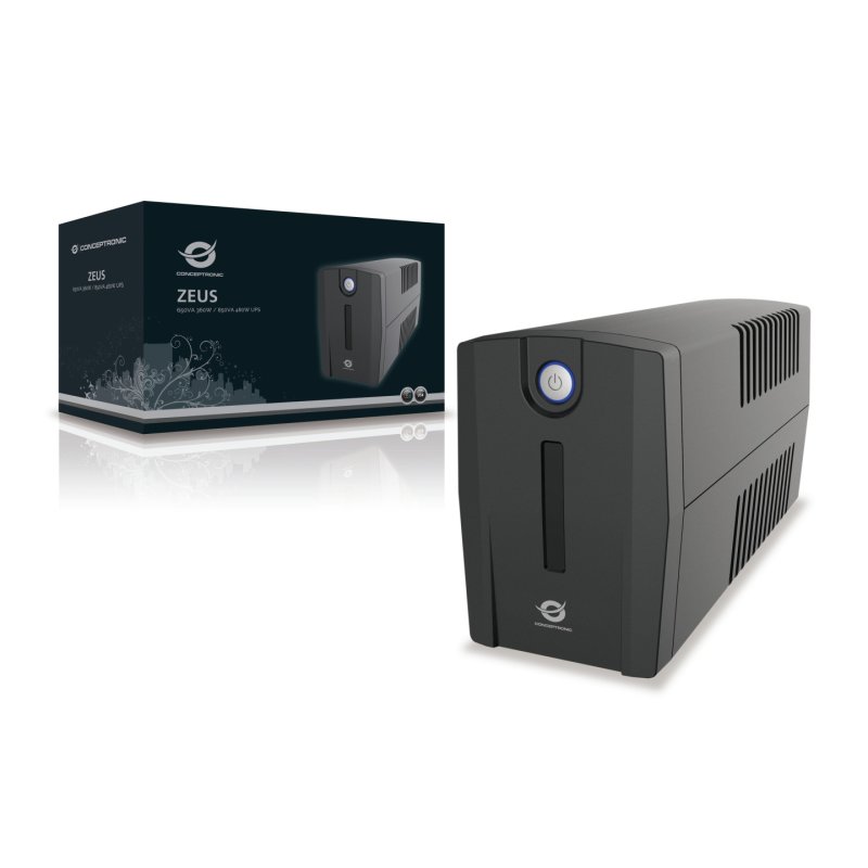 Conceptronic ZEUS01ES alimentation d'énergie non interruptible Interactivité de ligne 0,65 kVA 360 W 2 sortie(s) CA