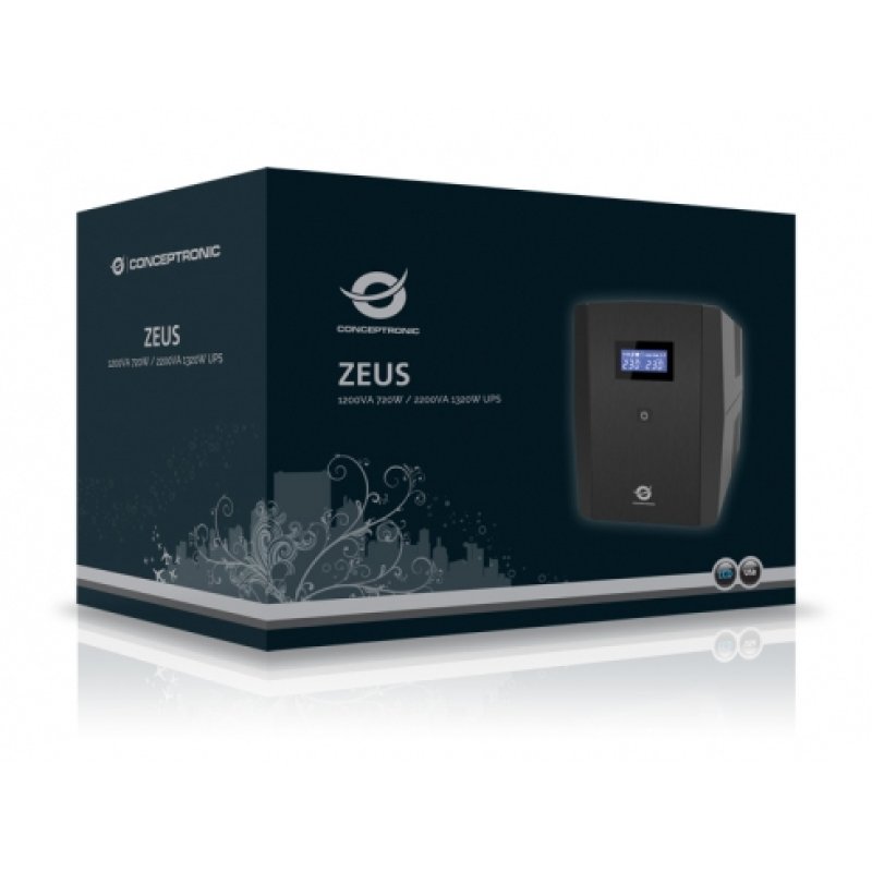 CONCEPTRONIC USV 1200VA/720W/6xIEC/HID USB/RJ45in/Out/AVR sw