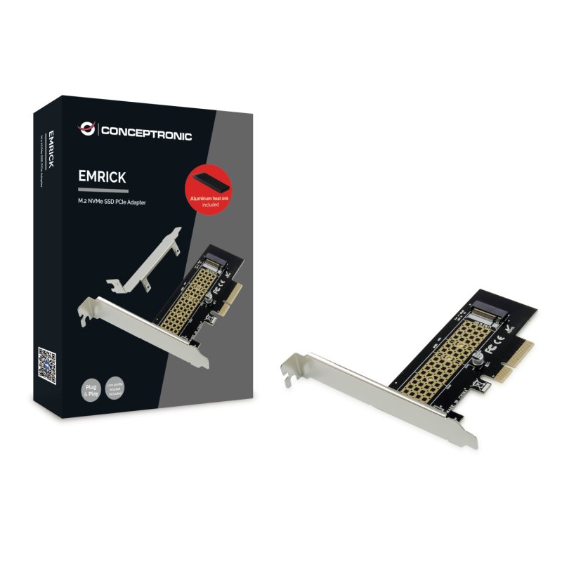 CONCEPTRONIC M.2 4xPCIe3.0 Card M.2 NVMe Kühlkörper