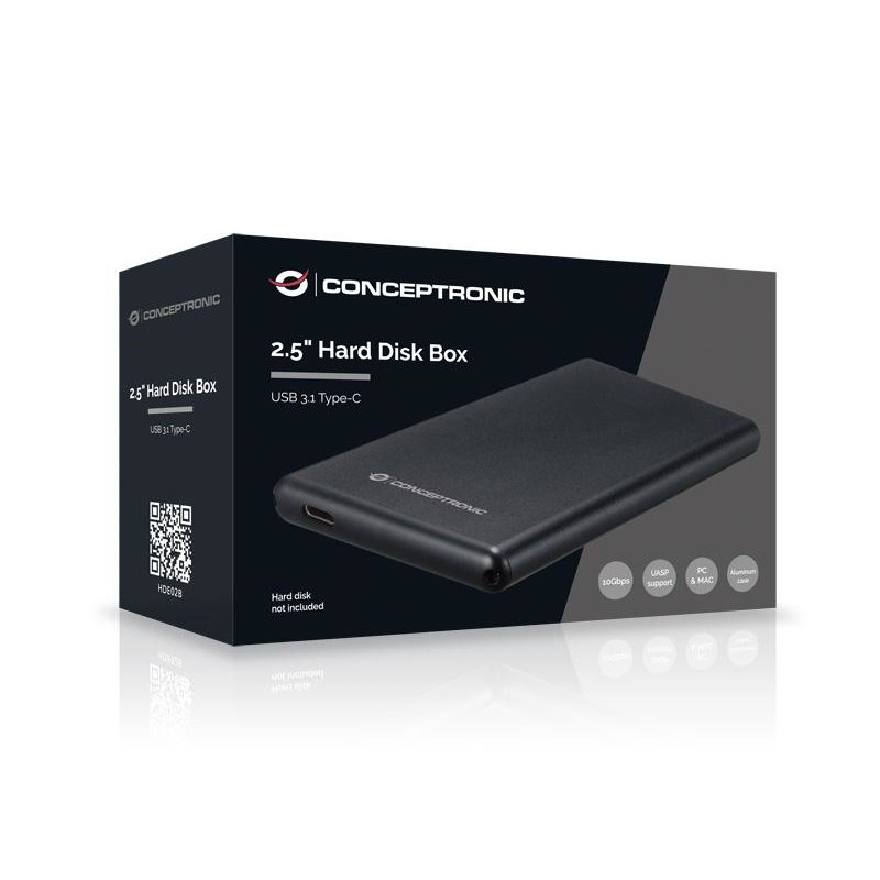 CONCEPTRONIC SSD Gehäuse 2.5"SATA HDD/SSD USB-C3.2 6Gbs sw