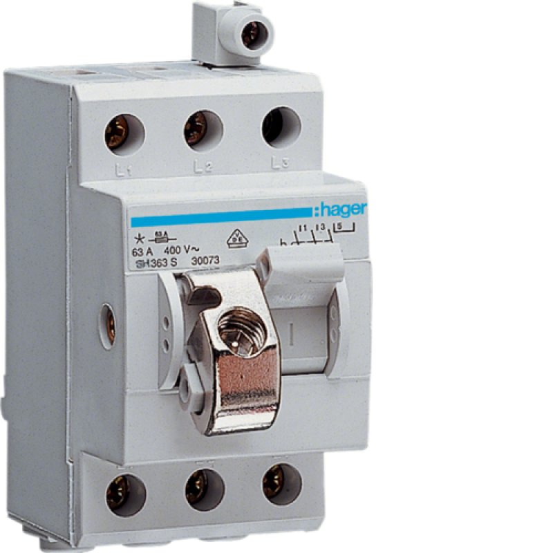 Hager SH363S commutateur électrique 3P Bleu, Gris