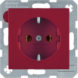 Berker 47438912 SCHUKO-Steckdose S.1/B.3/B.7 Glas rot, g länzen