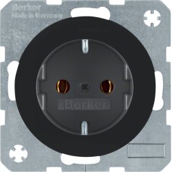 Berker 47432045 Steckdose SCHUKO R.1/R.3 schwarz, glänzend