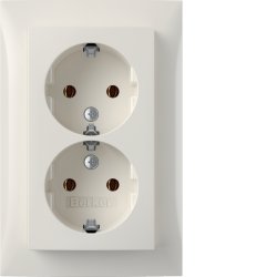 Berker 47748989 Doppelsteckdose SCHUKO mit Abdeckplatte, Berker S.1, polarweiß glän