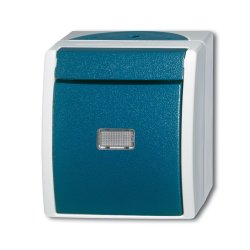 BUSCH JAEGER 2601/6WGL-53 Wippschalter m.Beleuchtung ocean IP44 grau/blaugrün
