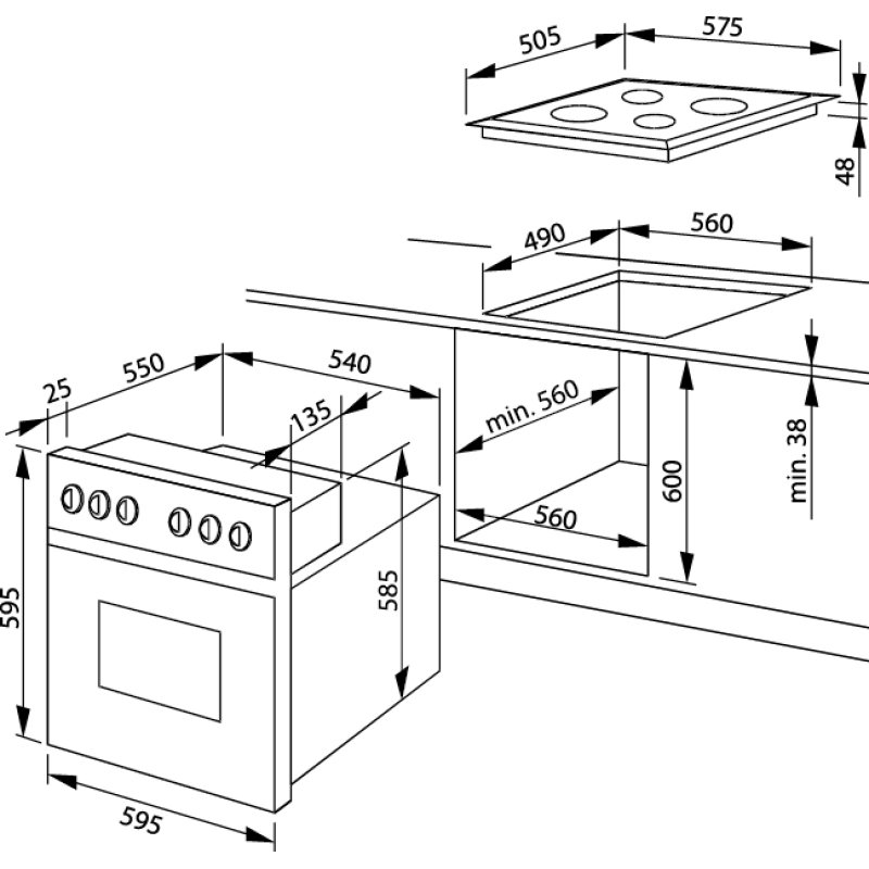 Amica EHC 12713 E Ed Einbau-Herdset A Umluft