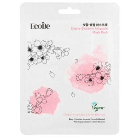 Ecobe Cherry Blossom Ampoule Mask 25ml - Brightening Sheet Mask with Cherry