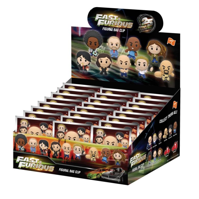 FAST & FURIOUS 25EME AN. -Series 1 - 3D Foam Bag Clip (Display 24 Pcs)